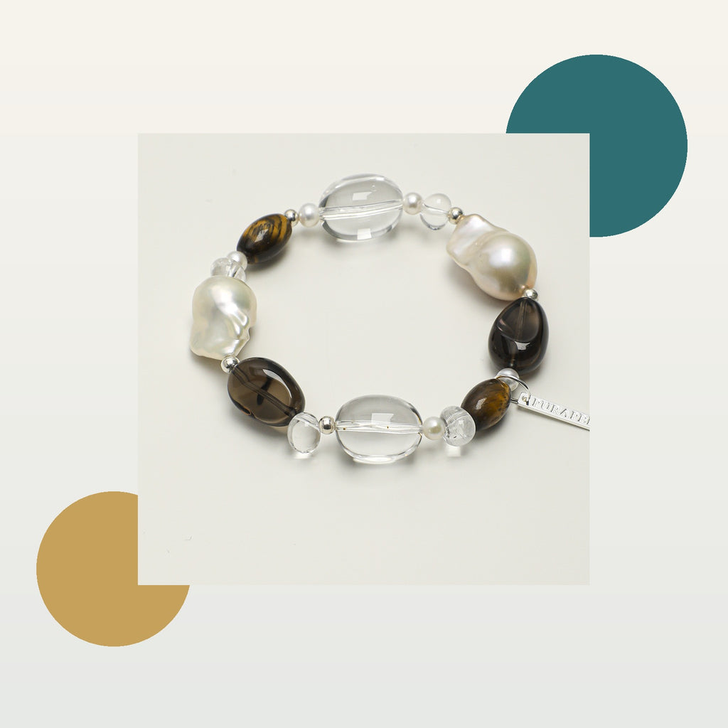 Smoky Tiger Eye Pearl Bracelet