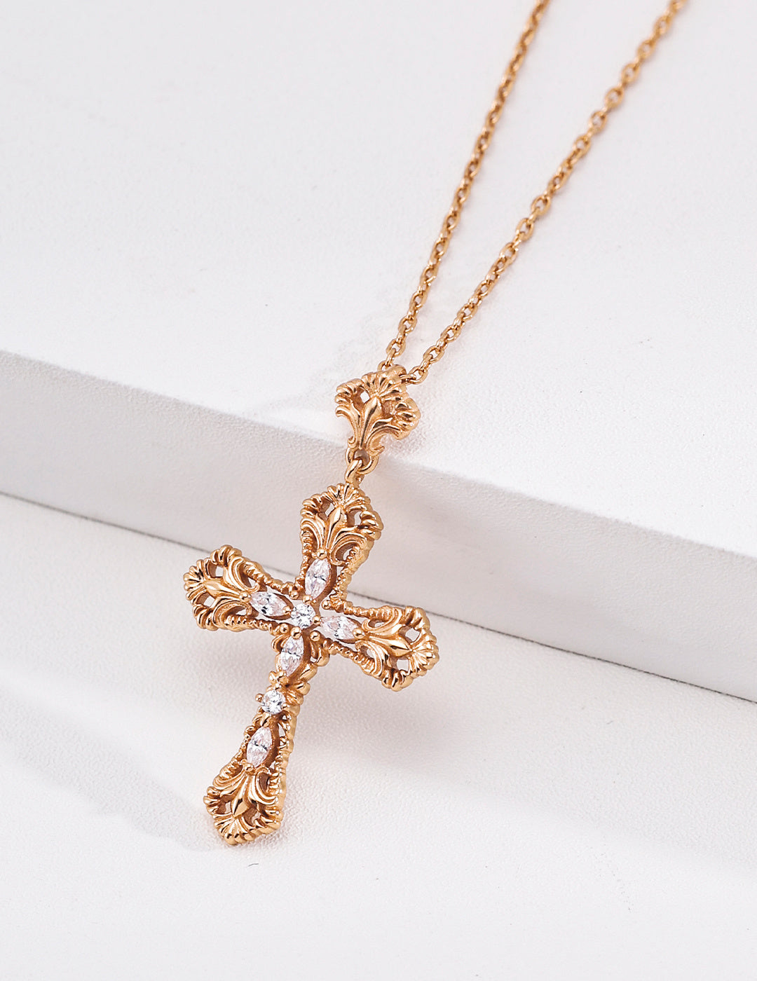 Sterling Silver Cubic Zirconia Cross Necklace