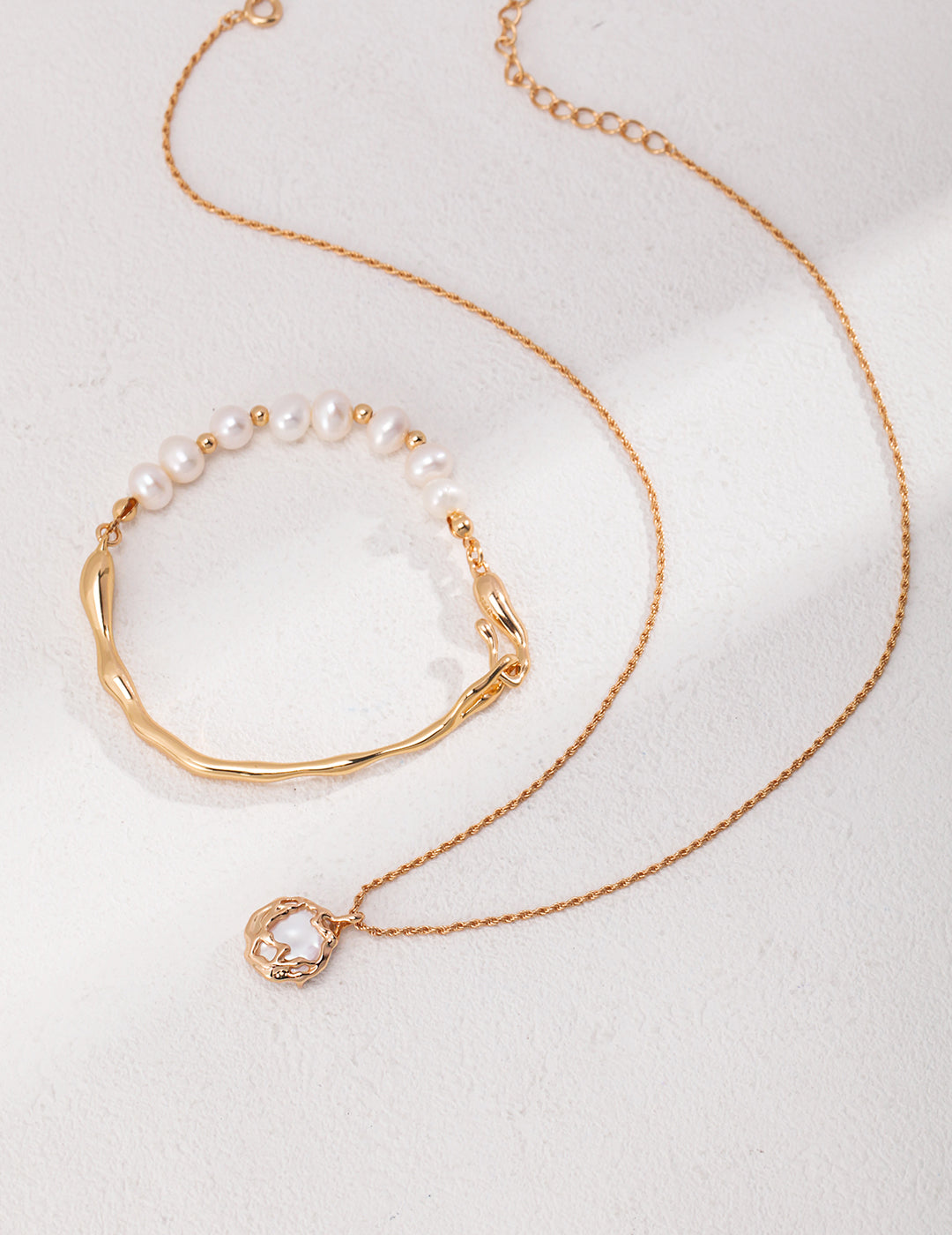 Textured Round Pearl Pendant Necklace — detail or styling view; other jewelry sold separately