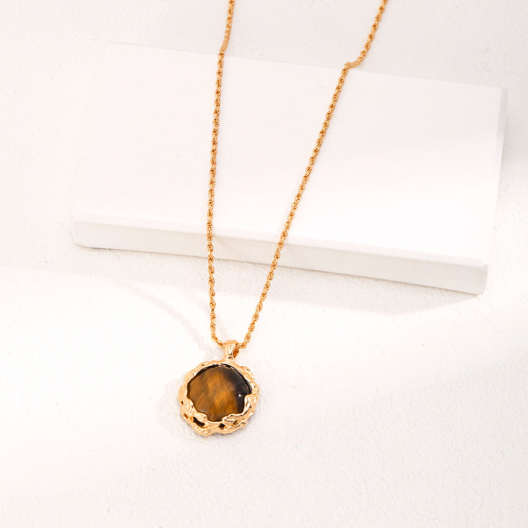 Tiger's Eye Textured Pendant Necklace — product and styling view; other jewellery sold separately