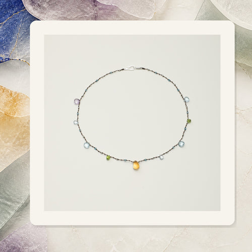 Editorial product view of Violet Dew Blue Topaz Necklace
