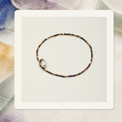 Editorial product view of Warm Ember Baroque Pearl Necklace